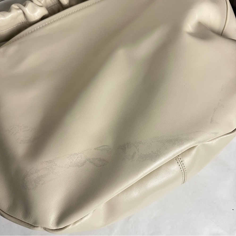 Chic Cream Hobo Bag with Ruched Handle - Picture 5 of 9
